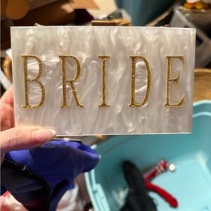 White and Gold Bride Clutch